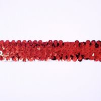 Rekbaar / elastisch Paillettenband 30mm rood