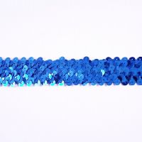 Rekbaar / elastisch Paillettenband 30mm kobalt