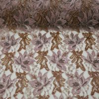 Coupon 125x1mtr Haute couture kant taupe