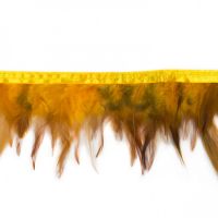 Verenband lang 10cm oranje op geel satijnband.