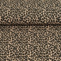 Katoen tricot tijgerprint / panter / leopard bruin beige 