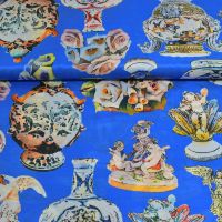 Zijde katoen exclusieve italiaans design porcelain kobalt blauw