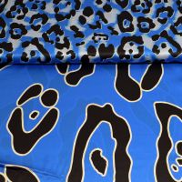 Panel Exclusieve zijde satijn stretch italiaanse designerstof  leopard big & smal panel 140cm x140cm