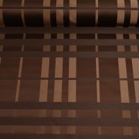 Mikado exclusief italiaanse designer stof  jacquard geweven ruit donker bruin.