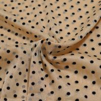 Mesh / tule flocked wit dots black gold