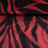 zijde voile gevlamd cerise rood zwart exclusief Italiaanse designer stof.