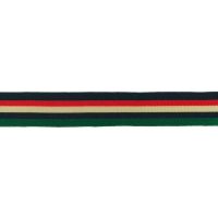 Tricot band streep / broekstreep donker blauw groen beige rood 25mm