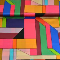Exclusieve zijde satijn Italiaans design abstract bloks multi colors