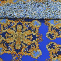 Exclusieve zijde Italiaans design etro  barok style kobalt blauw