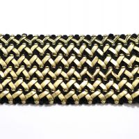 65mm elastiek gevlochten met kunstleder zwart goud  65mm