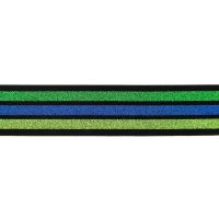40mm elastiek  Streep lurex groen blauw