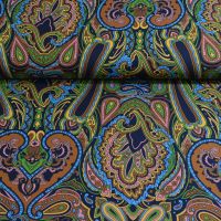  Italiaanse polyester micro comfort stretch paisley print ondergrond donker blauw