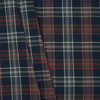 Ruit  tartan terlenka stretch  donker blauw grijs brique