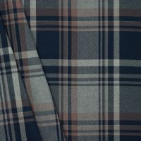 Ruit  tartan terlenka stretch donker blauw grijs roest