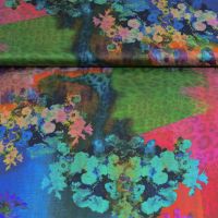 exclusieve viscose satijn abstract print multi colors