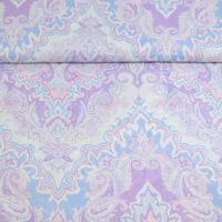 Chiffon zijde viscose paisley print lila licht blauw