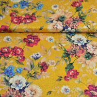 zijde viscose met jacquard print bloemen geel exclusieve italiaanse designer stof