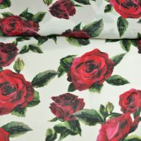 zijde  modal voile met rozen exclusieve italiaanse designer stof