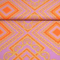 comfort bi-stretch  digitale print  barok style italiaanse designer stof paars