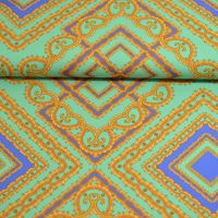 comfort bi-stretch  digitale print  barok style italiaanse designer stof zee groen