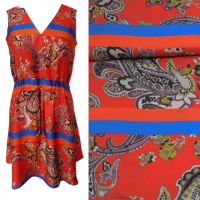 zijde viscose paisley streep  print  Exclusieve italiaans design