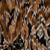 Viscose twill print ikat groen camel NEW COLLECTION