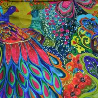 Viscose modal satijn pauw border print italiaans design 