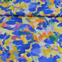 Viscose digitaal bloemen print lila geel kobalt 