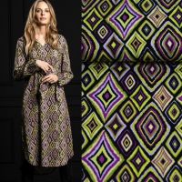 stretch viscose twill abstract cerise lime  NEW COLLECTION