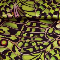 Exclusieve stretch zijde Italiaans design vlinder olijf / lime groen