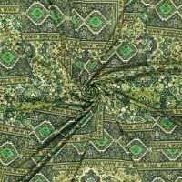 stretch satijn patchwork design groen