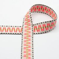Tassenband / sierband zigzag 40mm creme neon rose