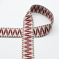Tassenband / sierband zigzag 40mm beige rood