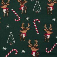 French Terry deer green kerst stof