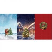 panel French terry / swaet tricot panel kerst 75cm x 150cm breed 3 luik