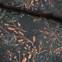 Jacquard/ brocaat zijde lurex bloem zwart brons exclusieve designer stof