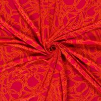 tricot viscose abstract print fuchsia geel