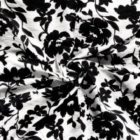 Viscose crepe bloemen print zwart white  #My image 28