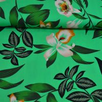 Viscose crepe bloemen groen ecovero exclusieve italiaanse designer stof