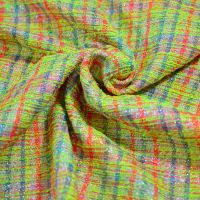 Exclusieve grof geweven mantelpak stof / tweed neon geel haute couture collection gratacos