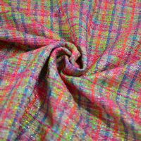 Exclusieve grof geweven mantelpak stof / tweed neon pink haute couture collection gratacos