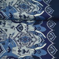 viscose satijn ecovero rand patroon paisley print blauw