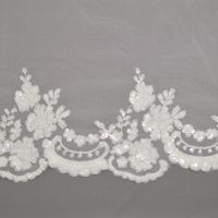 Bruidsband / randgarnering  met pailletten ivory schulprand 28cm hoog