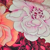 Exclusieve zijde bloemen border print nude oud roseItaliaans design 