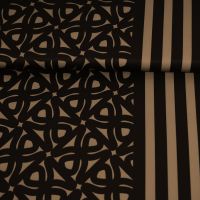 stretch satijn duchesse italiaans designer stof abstract streep zwart beige