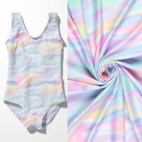 Swimwear jersey UPF50 recycled stof digitaal bedrukt rainbow