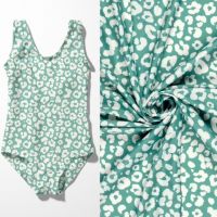 Swimwear jersey UPF50 recycled stof digitaal bedrukt panter print mint
