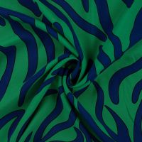  viscose abstract print groen kobalt