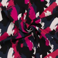 viscose twill abstract print fuchsia