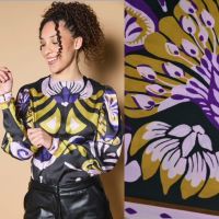 Panel satijn micro met bloemen 1.15x1.45 # A la ville collection / Knipmode oktober